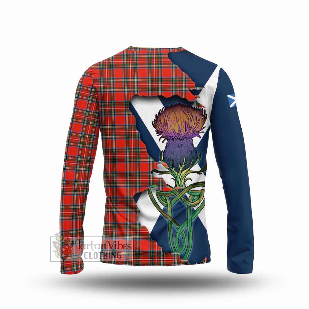 Tartan Vibes Clothing Stewart (Stuart) Tartan Family Crest Long Sleeve T-Shirt Scottish Thistle Celtic Inspired