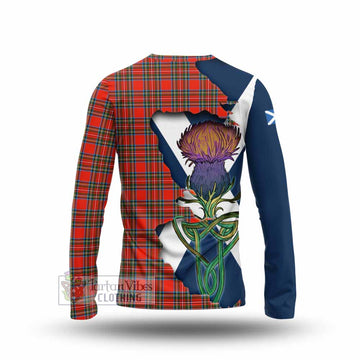 Tartan Vibes Clothing Stewart (Stuart) Tartan Family Crest Long Sleeve T-Shirt Scottish Thistle Celtic Inspired