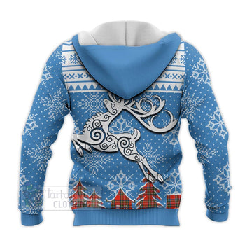 Tartan Vibes Clothing Stewart (Stuart) Clan Christmas Knitted Hoodie Celtic Reindeer Style