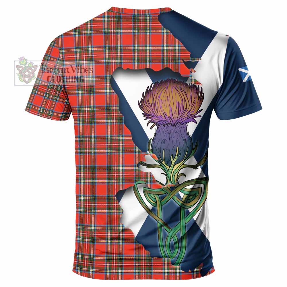 Tartan Vibes Clothing Stewart (Stuart) Tartan Family Crest T-Shirt Scottish Thistle Celtic Inspired