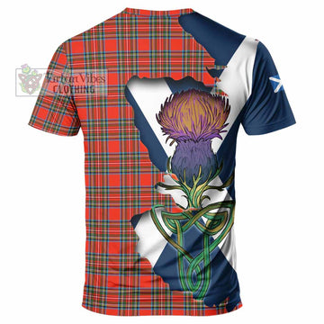 Tartan Vibes Clothing Stewart (Stuart) Tartan Family Crest T-Shirt Scottish Thistle Celtic Inspired