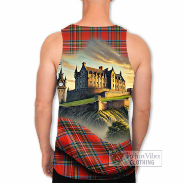 Stewart (Stuart) Tartan Family Crest Men's Tank Top with Scottish Ancient Castle Style