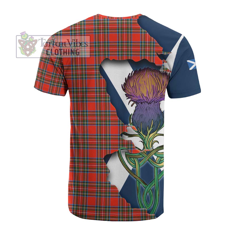 Tartan Vibes Clothing Stewart (Stuart) Tartan Family Crest Cotton T-shirt Scottish Thistle Celtic Inspired
