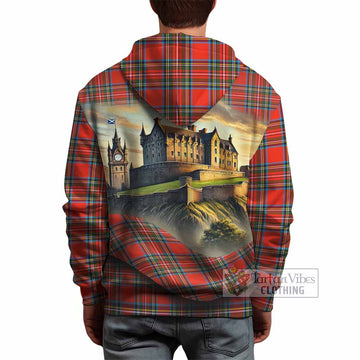 Tartan Vibes Clothing Stewart (Stuart) Tartan Family Crest Hoodie with Scottish Ancient Castle Style
