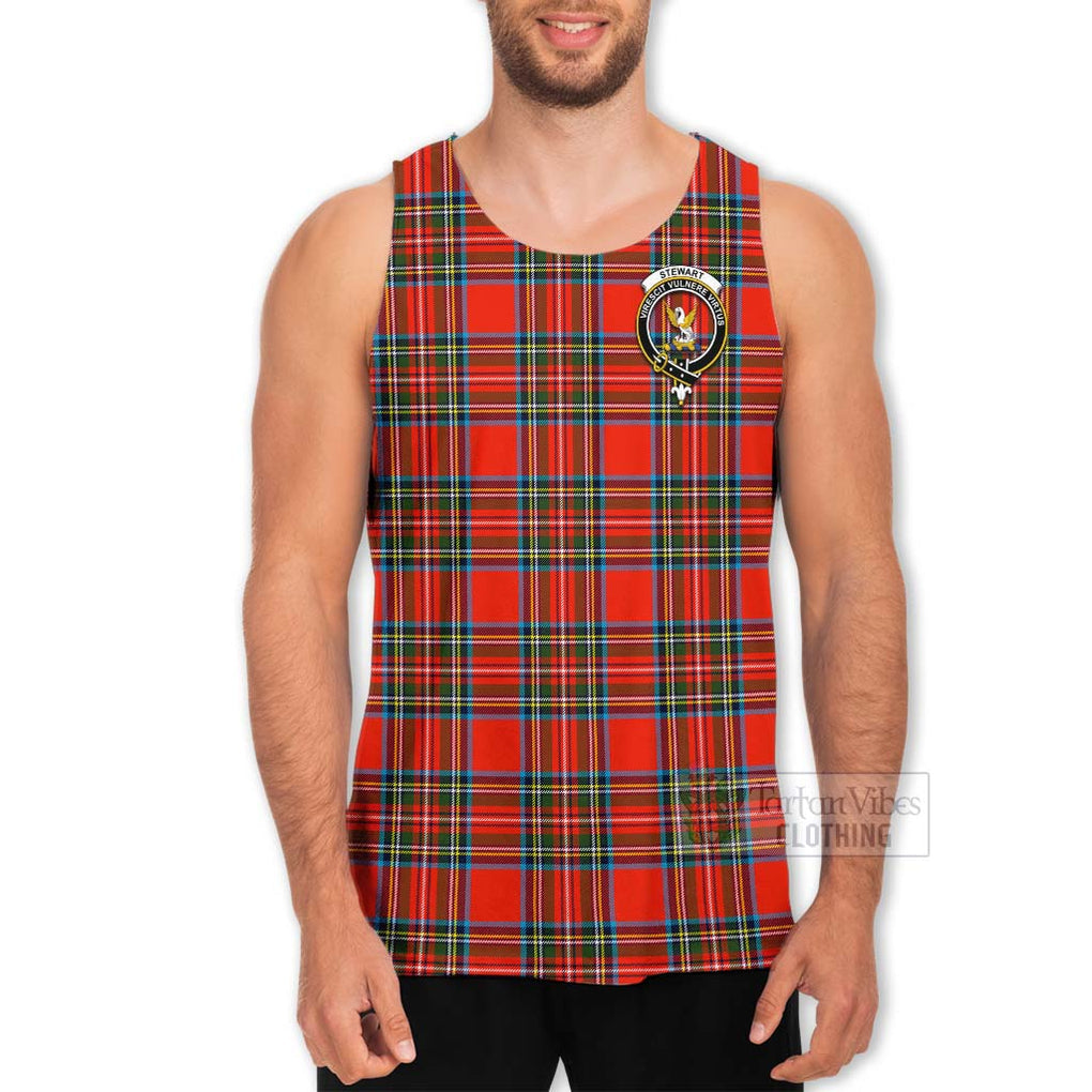 Tartan Vibes Clothing Stewart (Stuart) Tartan Men's Tank Top with Family Crest and Bearded Skull Holding Bottles of Whiskey
