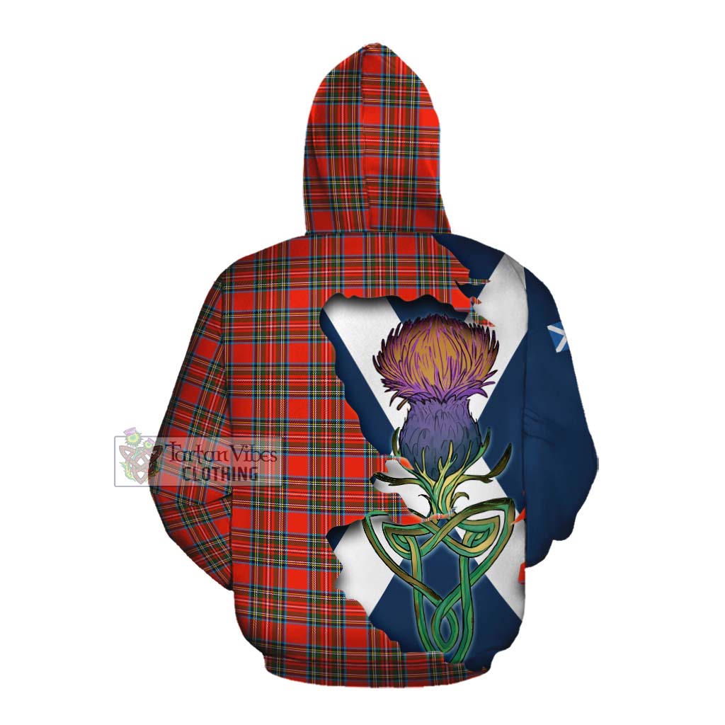 Tartan Vibes Clothing Stewart (Stuart) Tartan Family Crest Cotton Hoodie Scottish Thistle Celtic Inspired