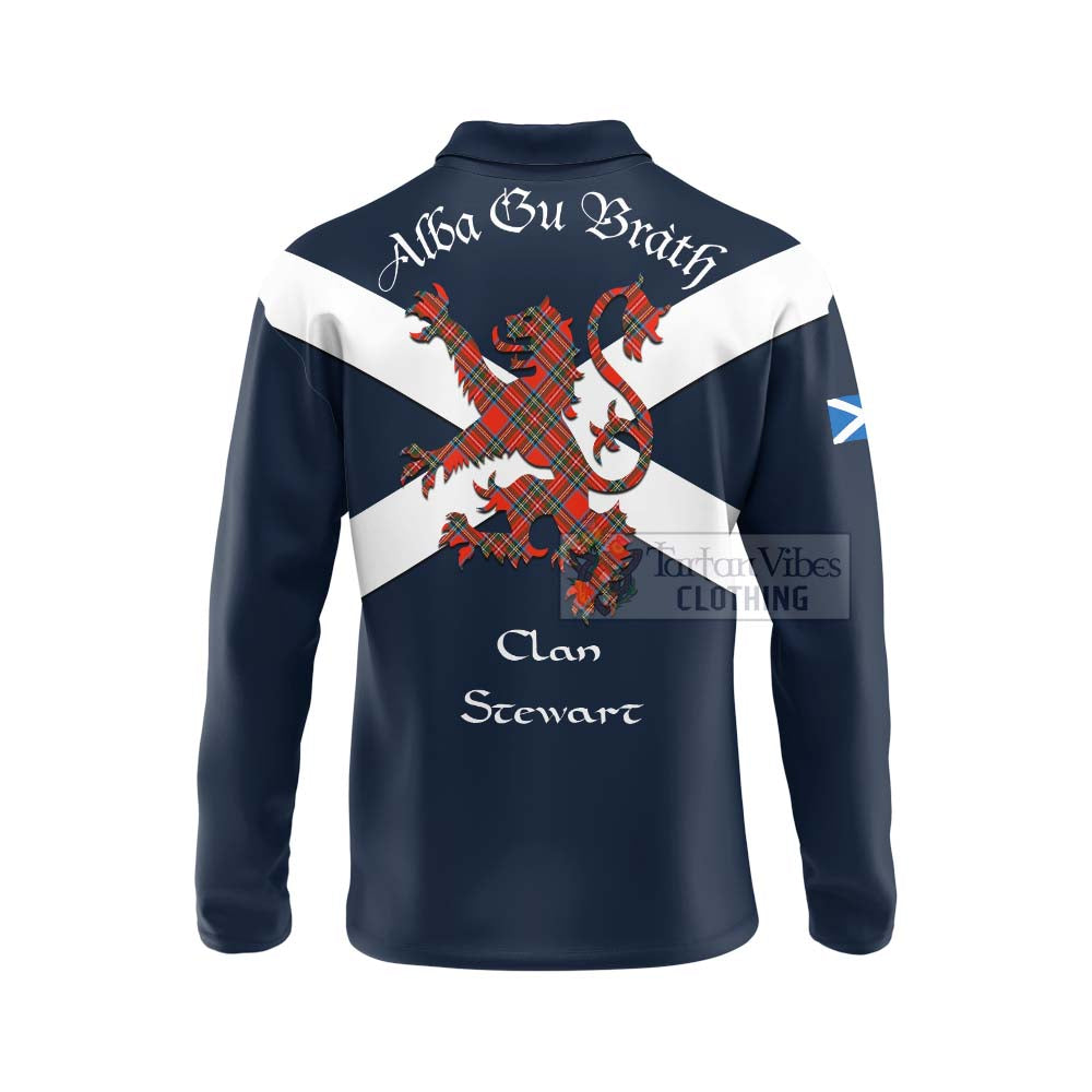Tartan Vibes Clothing Stewart (Stuart) Tartan Lion Rampant Long Sleeve Polo Shirt – Proudly Display Your Heritage with Alba Gu Brath and Clan Name