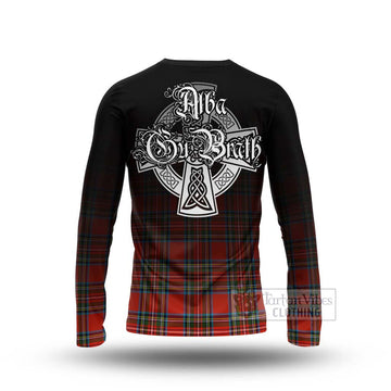 Tartan Vibes Clothing Stewart (Stuart) Tartan Long Sleeve T-Shirt Featuring Alba Gu Brath Family Crest Celtic Inspired