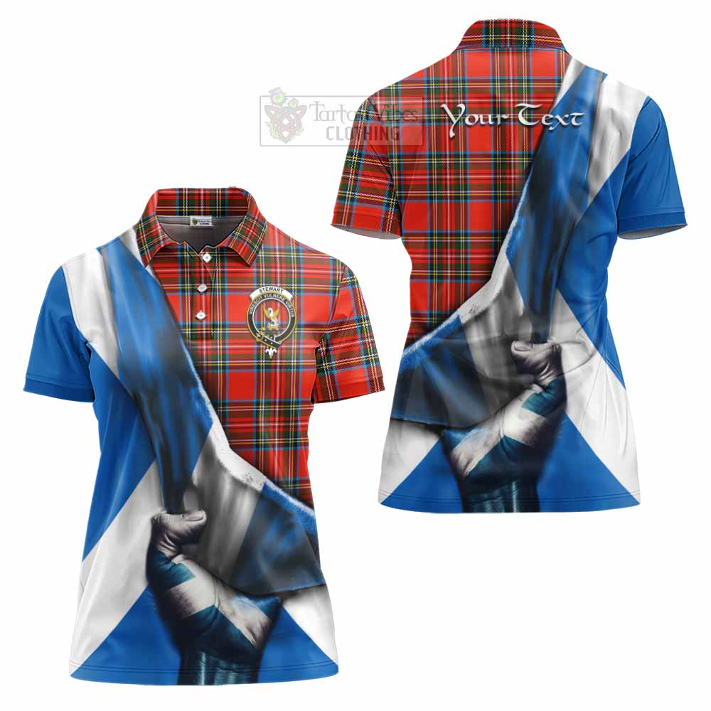 Tartan Vibes Clothing Stewart (Stuart) Tartan Women's Polo Shirt with Family Crest Scotland Patriotic Style