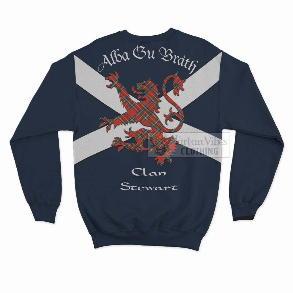 Tartan Vibes Clothing Stewart (Stuart) Tartan Lion Rampant Sweatshirt – Proudly Display Your Heritage with Alba Gu Brath and Clan Name