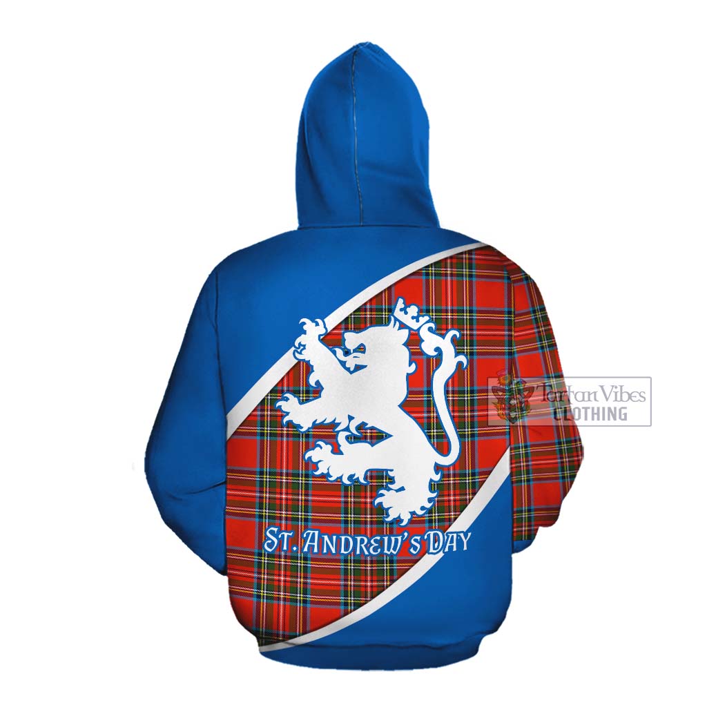 Tartan Vibes Clothing Stewart (Stuart) Family Crest Tartan Cotton Hoodie Celebrate Saint Andrew's Day in Style
