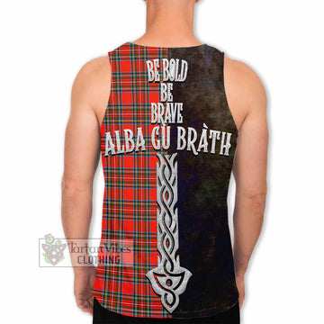 Stewart (Stuart) Tartan Family Crest Men's Tank Top Alba Gu Brath Be Brave Lion Ancient Style