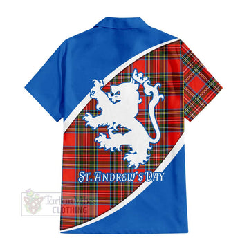 Tartan Vibes Clothing Stewart (Stuart) Family Crest Tartan Short Sleeve Button Shirt Celebrate Saint Andrew's Day in Style