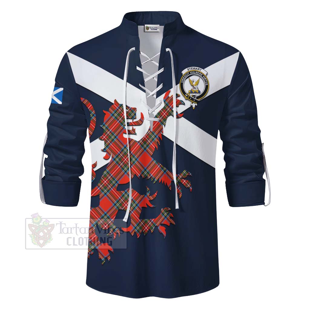Tartan Vibes Clothing Stewart (Stuart) Tartan Lion Rampant Ghillie Kilt Shirt Proudly Display Your Heritage with Alba Gu Brath and Clan Name