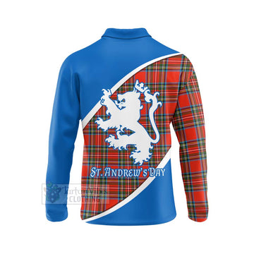 Tartan Vibes Clothing Stewart (Stuart) Family Crest Tartan Long Sleeve Polo Shirt Celebrate Saint Andrew's Day in Style
