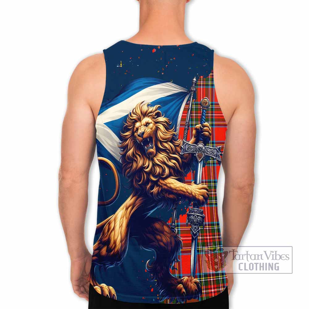 Tartan Vibes Clothing Stewart (Stuart) Tartan Family Crest Men's Tank Top with Scottish Majestic Lion