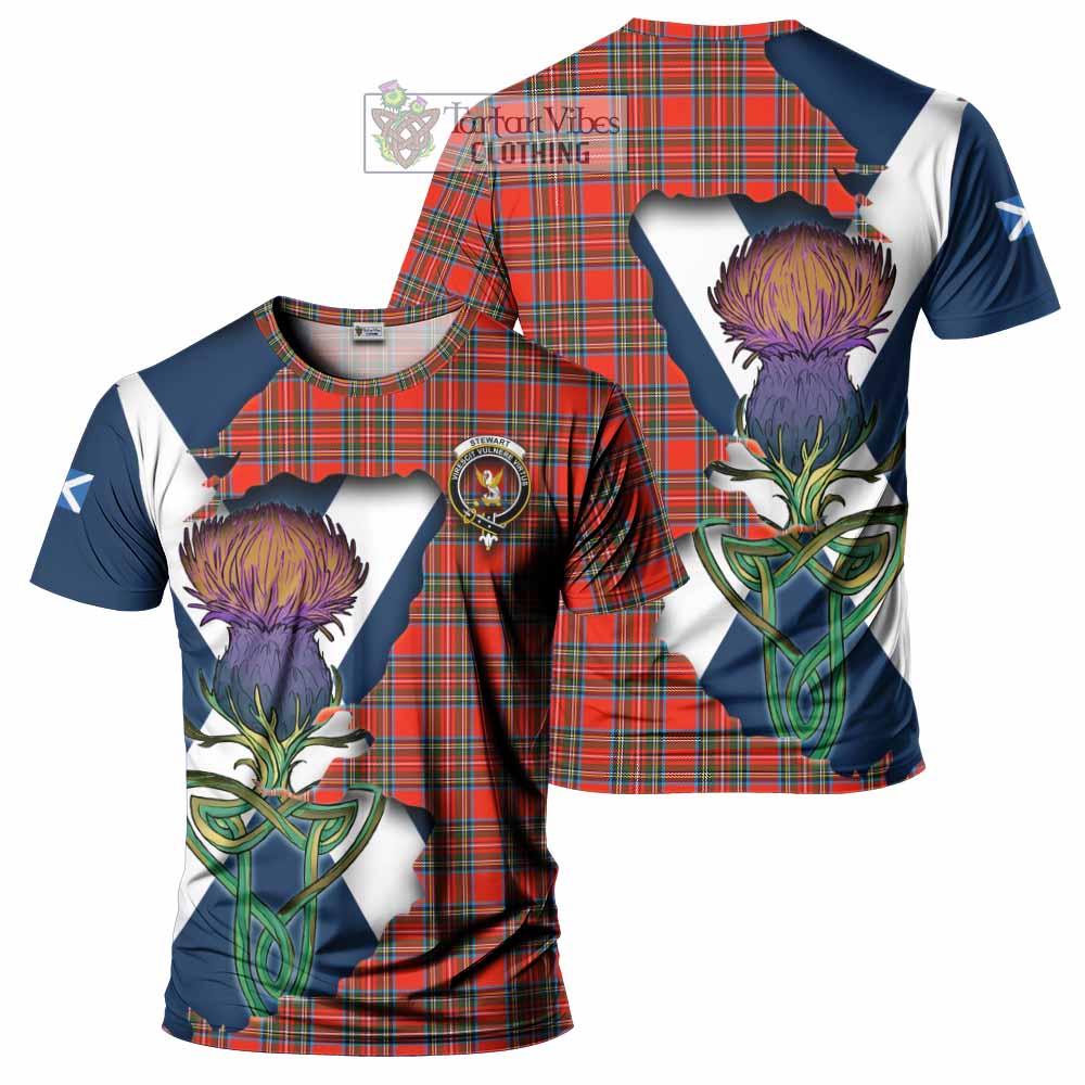 Tartan Vibes Clothing Stewart (Stuart) Tartan Family Crest T-Shirt Scottish Thistle Celtic Inspired