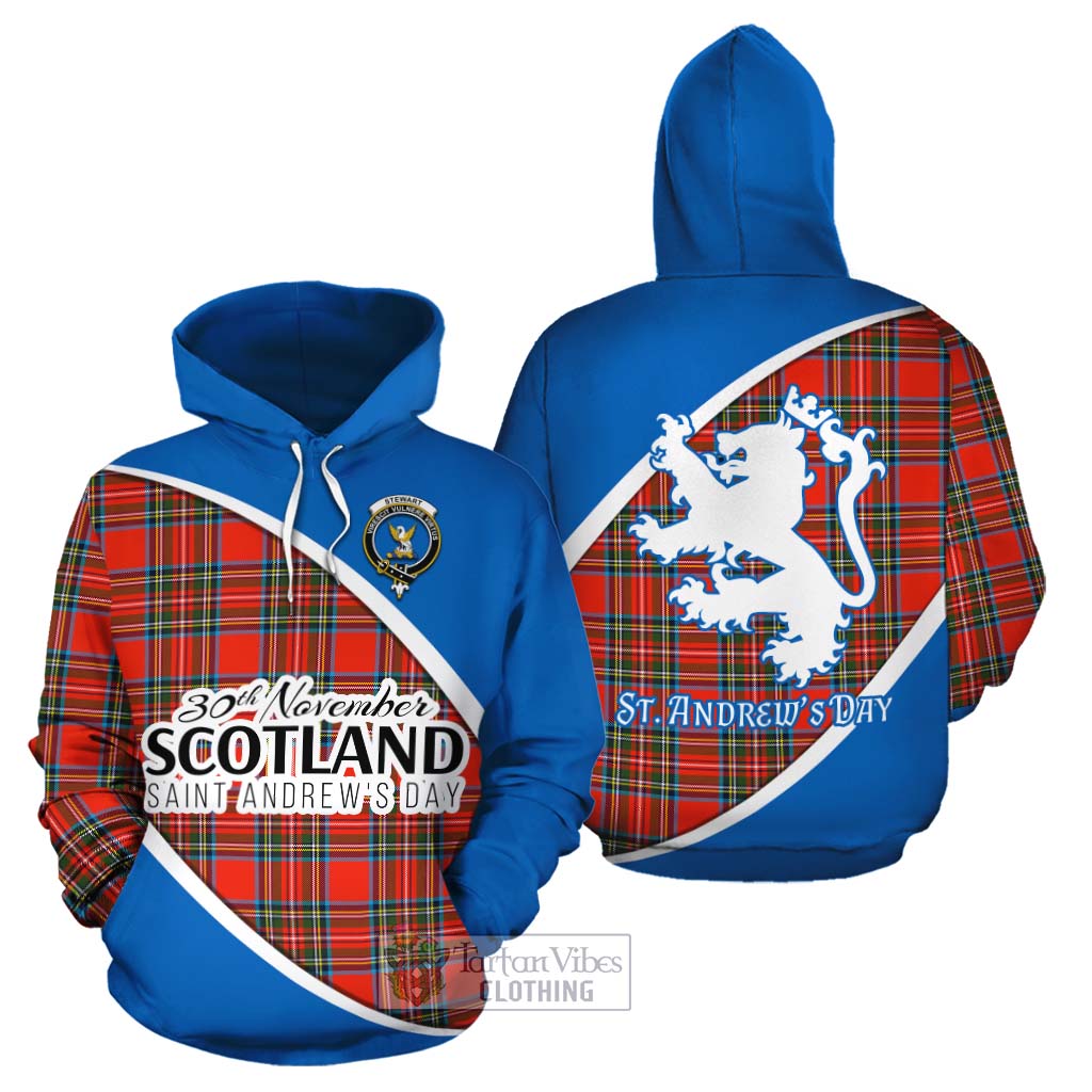 Tartan Vibes Clothing Stewart (Stuart) Family Crest Tartan Cotton Hoodie Celebrate Saint Andrew's Day in Style