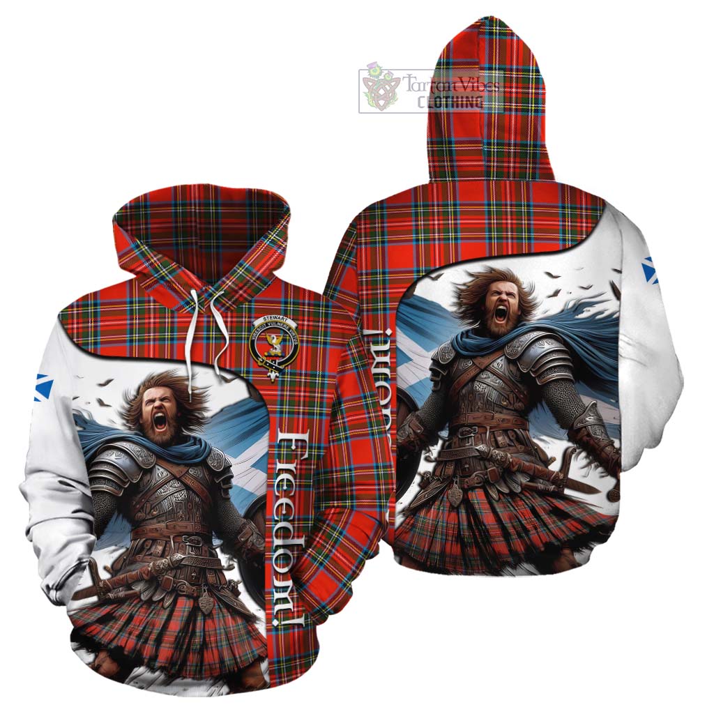 Tartan Vibes Clothing Stewart (Stuart) Crest Tartan Cotton Hoodie Inspired by the Freedom of Scottish Warrior