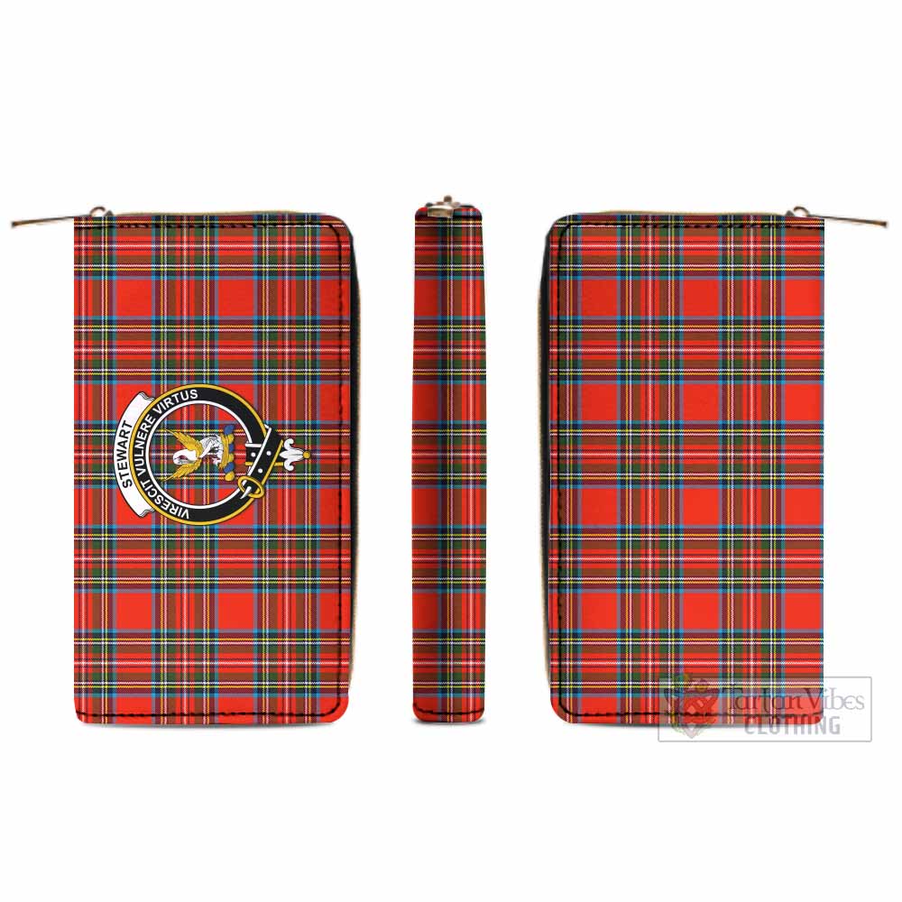 Tartan Vibes Clothing Stewart (Stuart) Tartan Women's Leather Wallet with Family Crest