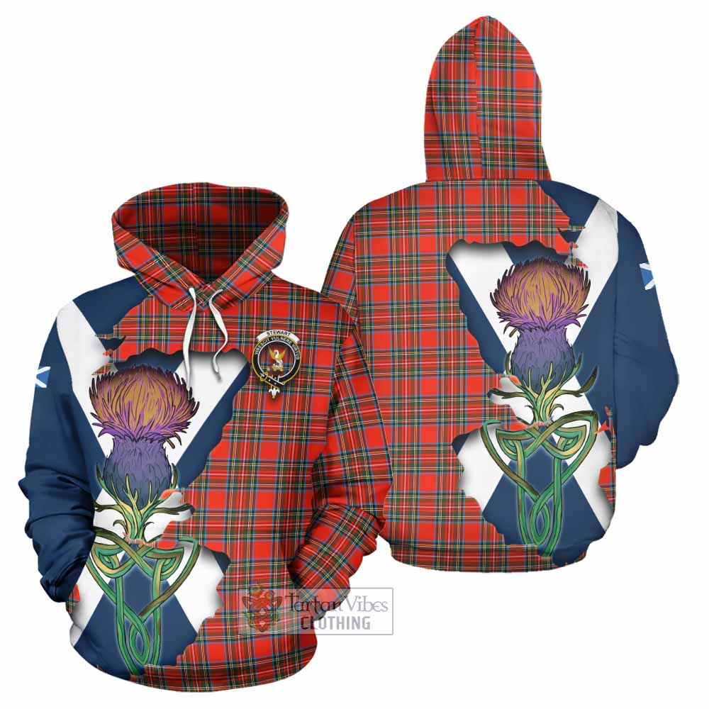Tartan Vibes Clothing Stewart (Stuart) Tartan Family Crest Hoodie Scottish Thistle Celtic Inspired