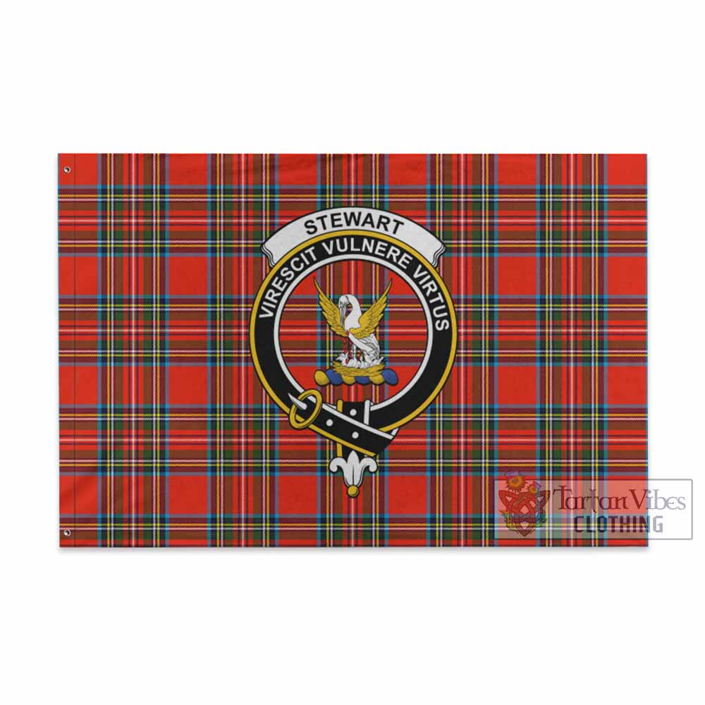 Tartan Vibes Clothing Stewart (Stuart) Tartan House Flag with Family Crest