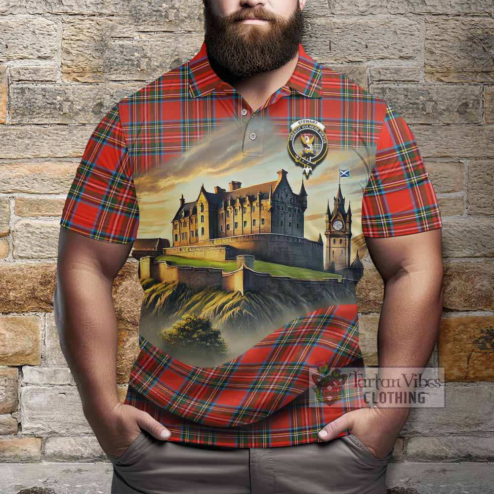 Tartan Vibes Clothing Stewart (Stuart) Tartan Family Crest Polo Shirt with Scottish Ancient Castle Stype