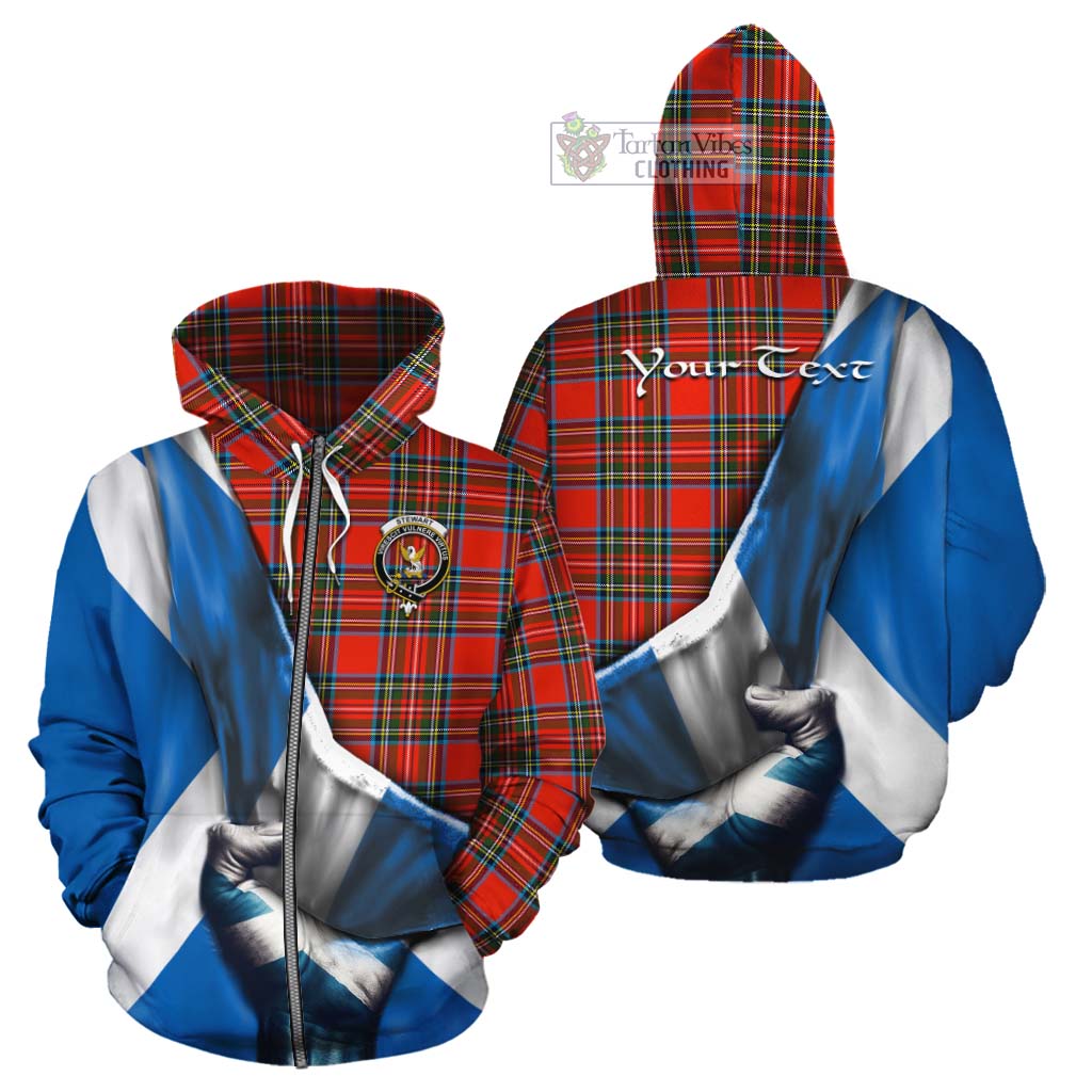 Tartan Vibes Clothing Stewart (Stuart) Tartan Cotton Hoodie with Family Crest Scotland Patriotic Style