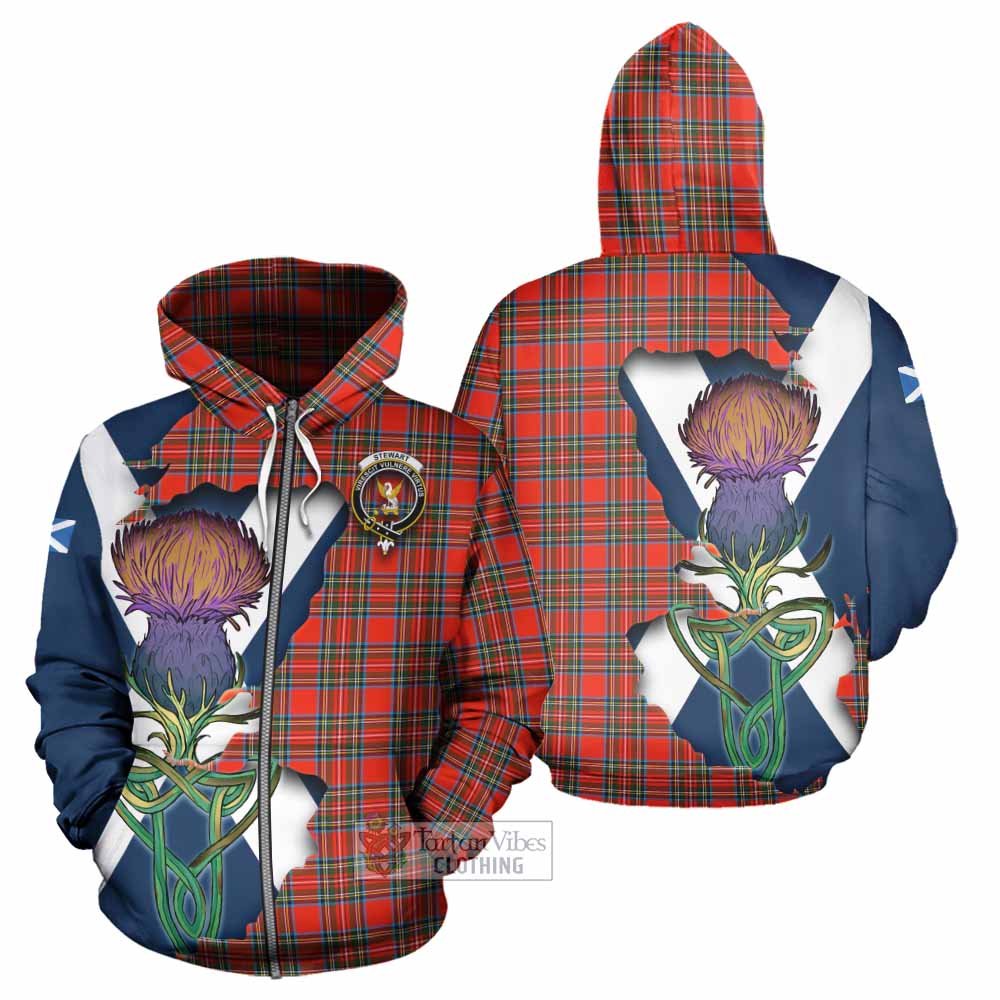 Tartan Vibes Clothing Stewart (Stuart) Tartan Family Crest Hoodie Scottish Thistle Celtic Inspired