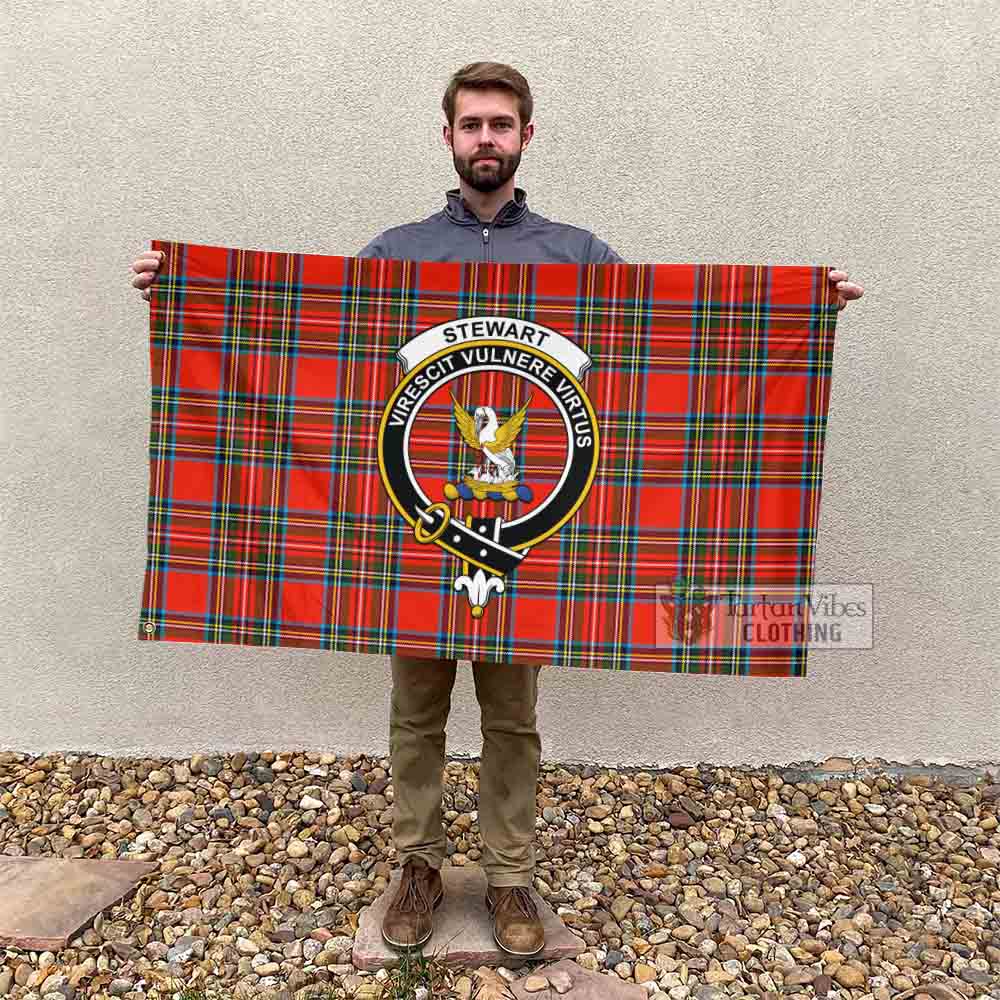 Tartan Vibes Clothing Stewart (Stuart) Tartan House Flag with Family Crest
