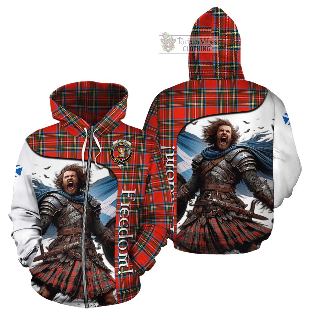 Tartan Vibes Clothing Stewart (Stuart) Crest Tartan Cotton Hoodie Inspired by the Freedom of Scottish Warrior