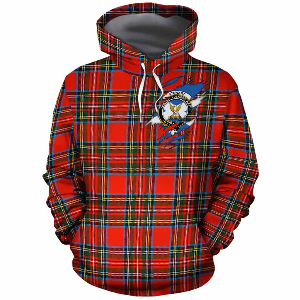 Stewart (Stuart) Clan Crest In Me Tartan Cotton Hoodie Scotland Flag Style