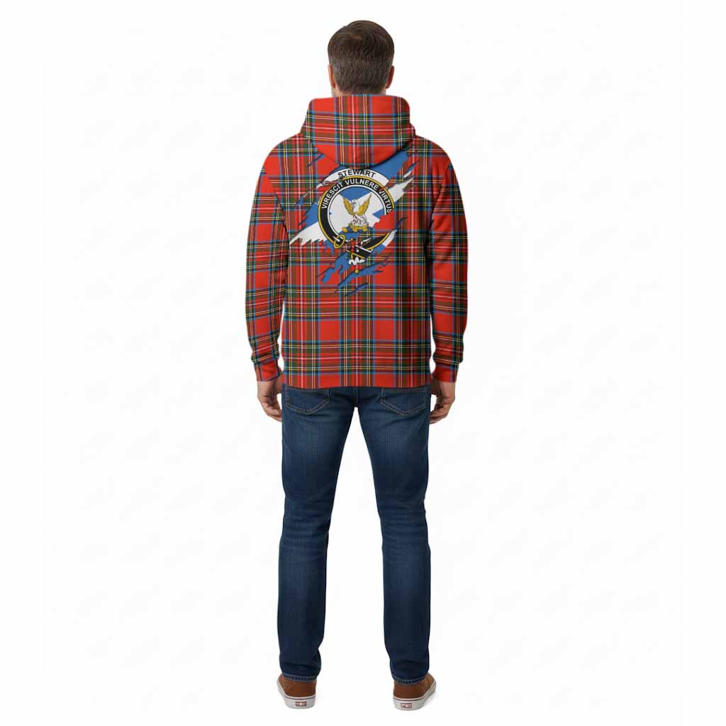 Stewart (Stuart) Clan Crest In Me Tartan Cotton Hoodie Scotland Flag Style