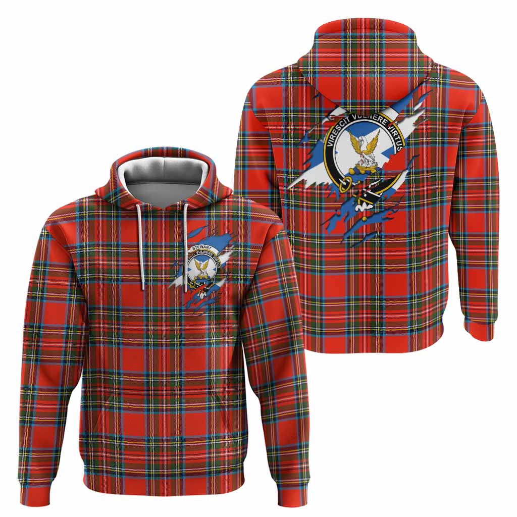 Stewart (Stuart) Clan Crest In Me Tartan Hoodie Scotland Flag Style