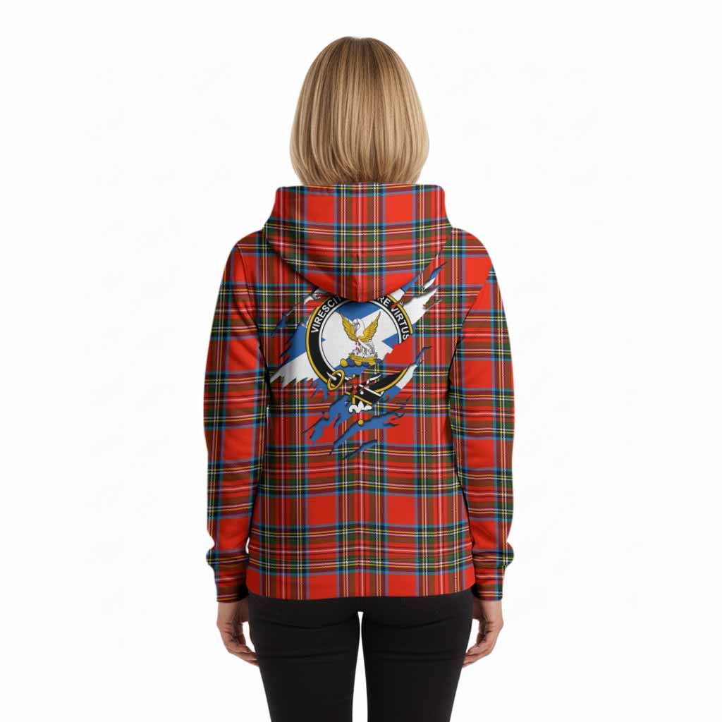 Stewart (Stuart) Clan Crest In Me Tartan Hoodie Scotland Flag Style