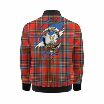 Stewart (Stuart) Clan Crest In Me Tartan Kid Bomber Jacket Scotland Flag Style