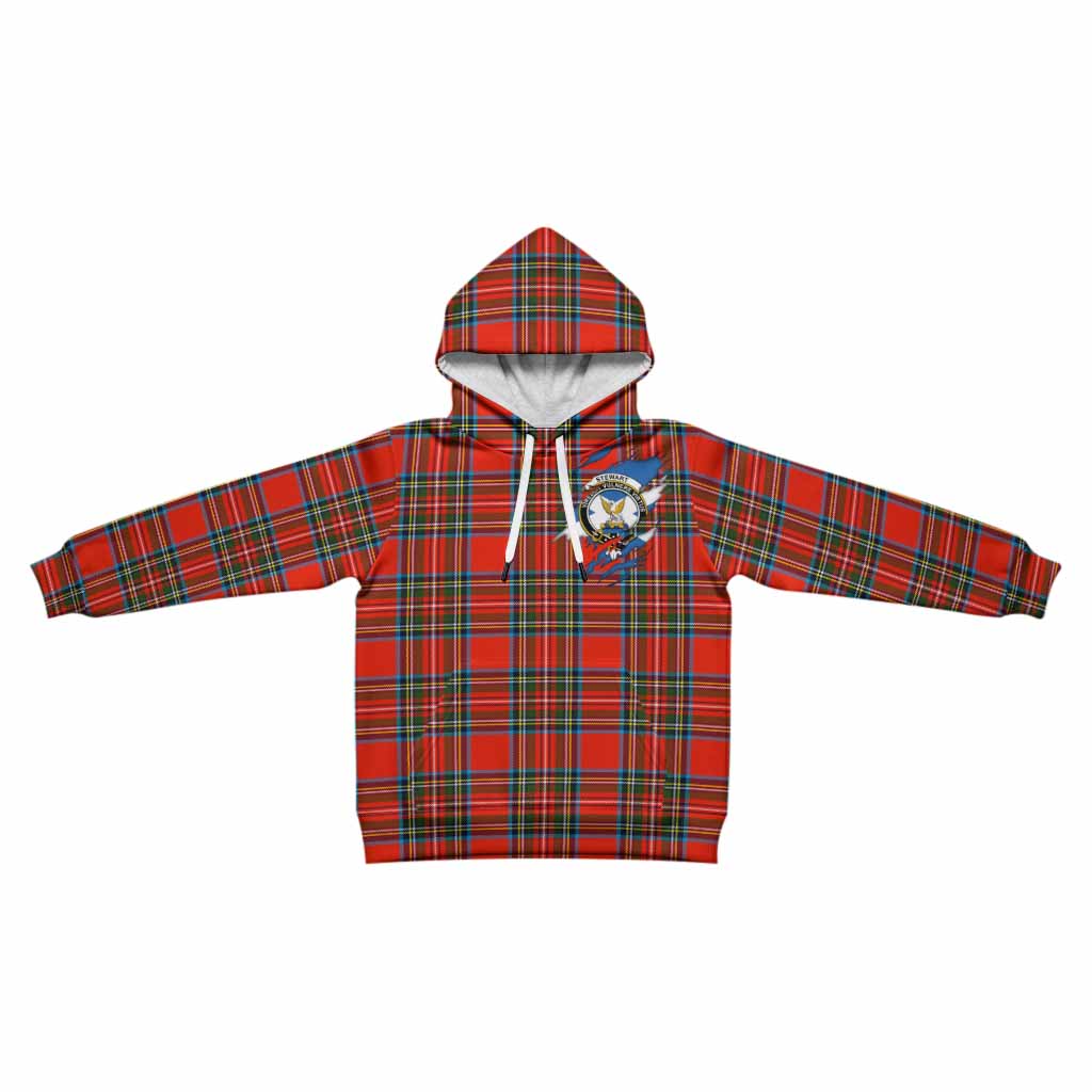 Stewart (Stuart) Clan Crest In Me Tartan Kid Hoodie Scotland Flag Style