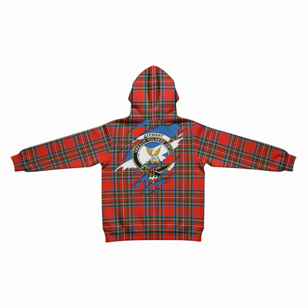 Stewart (Stuart) Clan Crest In Me Tartan Kid Hoodie Scotland Flag Style