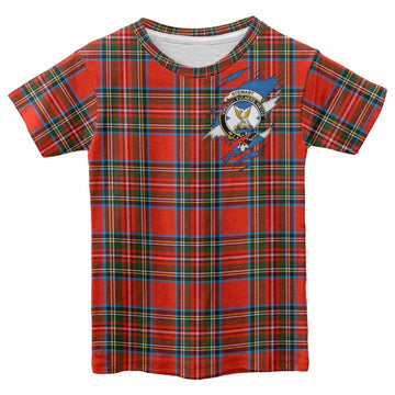 Stewart (Stuart) Clan Crest In Me Tartan Kid T-shirt Scotland Flag Style