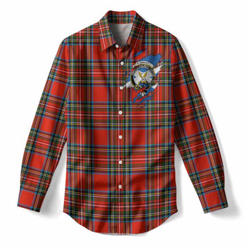 Stewart (Stuart) Clan Crest In Me Tartan Women Casual Shirt Scotland Flag Style