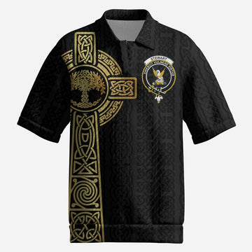 Stewart (Stuart) Clan Crest Men’s Polo Sweater Top with Celtic Tree of Life Inspired