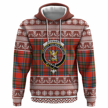 Stewart (Stuart) Clan Tartan Christmas Hoodie with Family Crest
