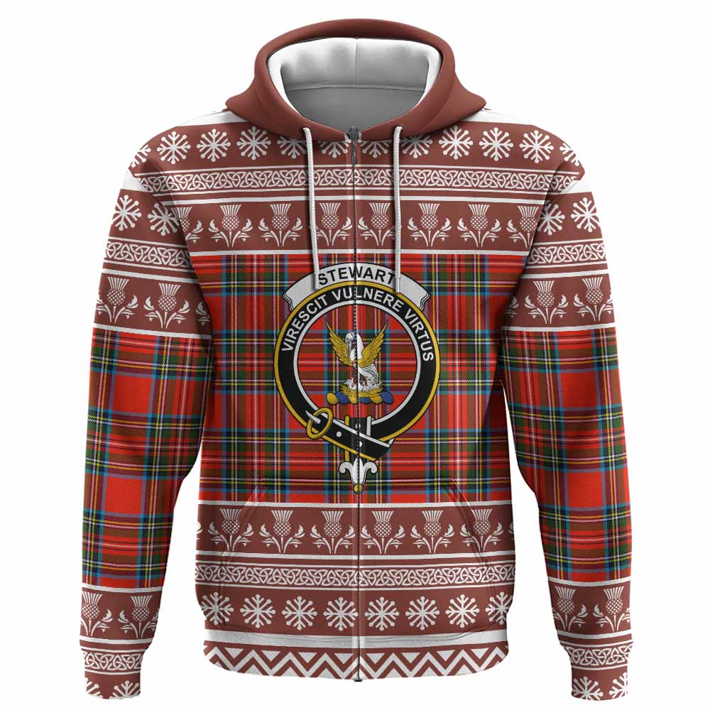 Stewart (Stuart) Clan Tartan Christmas Hoodie with Family Crest - Tartan Vibes Clothing