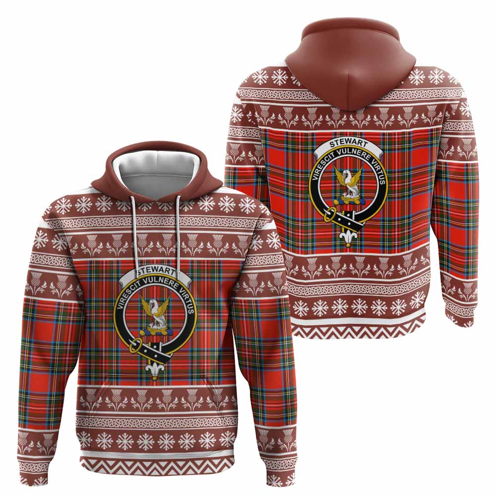 Stewart (Stuart) Clan Tartan Christmas Hoodie with Family Crest - Tartan Vibes Clothing