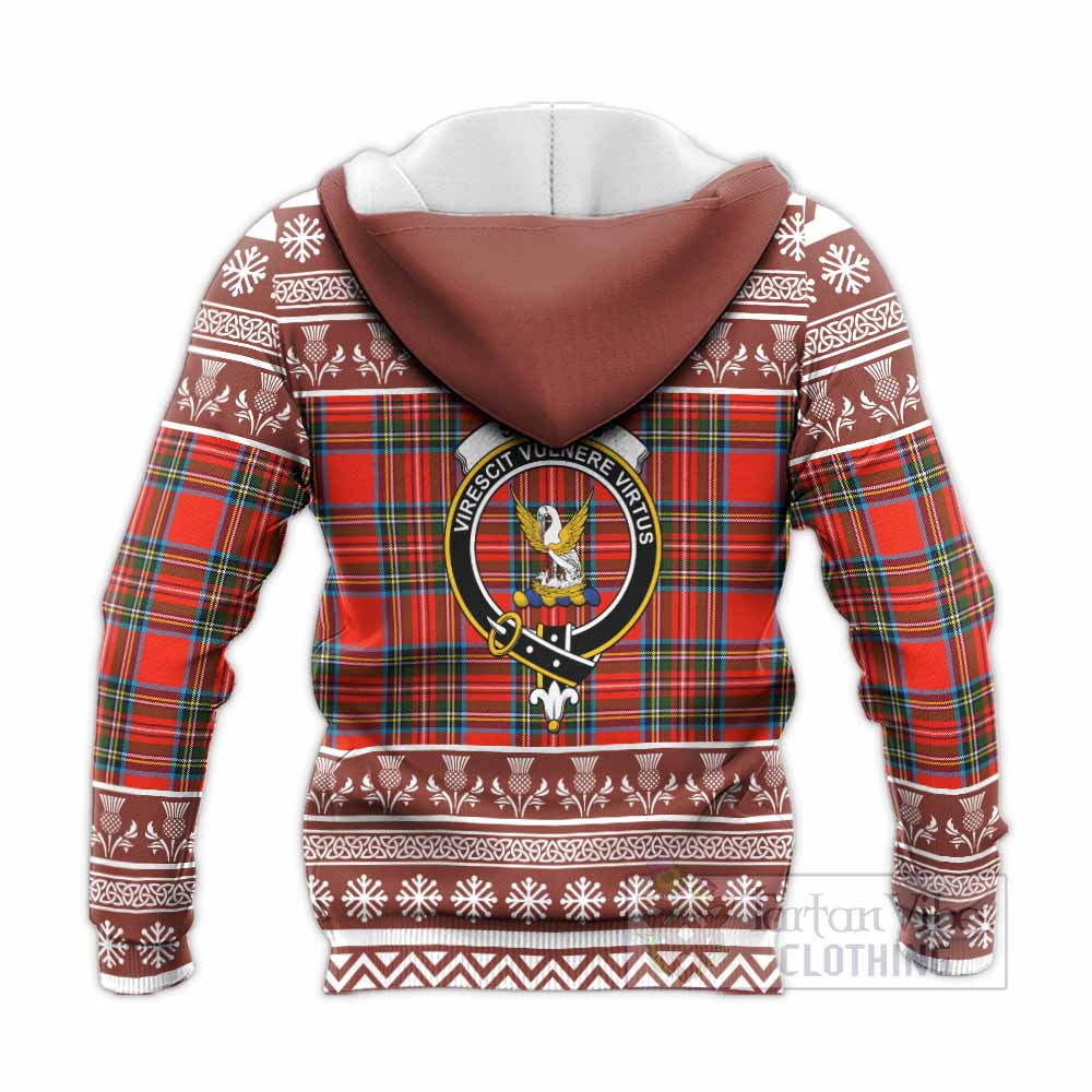 Stewart (Stuart) Clan Tartan Christmas Knitted Hoodie with Family Crest - Tartan Vibes Clothing