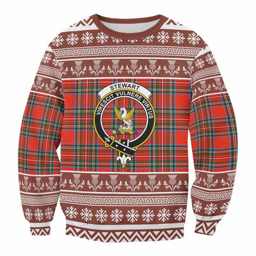 Stewart (Stuart) Clan Tartan Christmas Sweatshirt with Family Crest