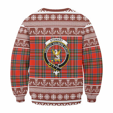 Stewart (Stuart) Clan Tartan Christmas Sweatshirt with Family Crest