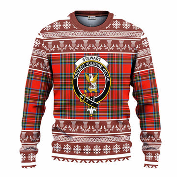 Stewart (Stuart) Clan Tartan Christmas Ugly Sweater with Family Crest - Tartan Vibes Clothing
