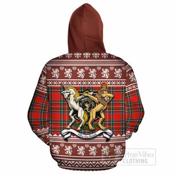 Stewart (Stuart) Clan Tartan Crest Christmas Cotton Hoodie Coat of Arms Funny Style