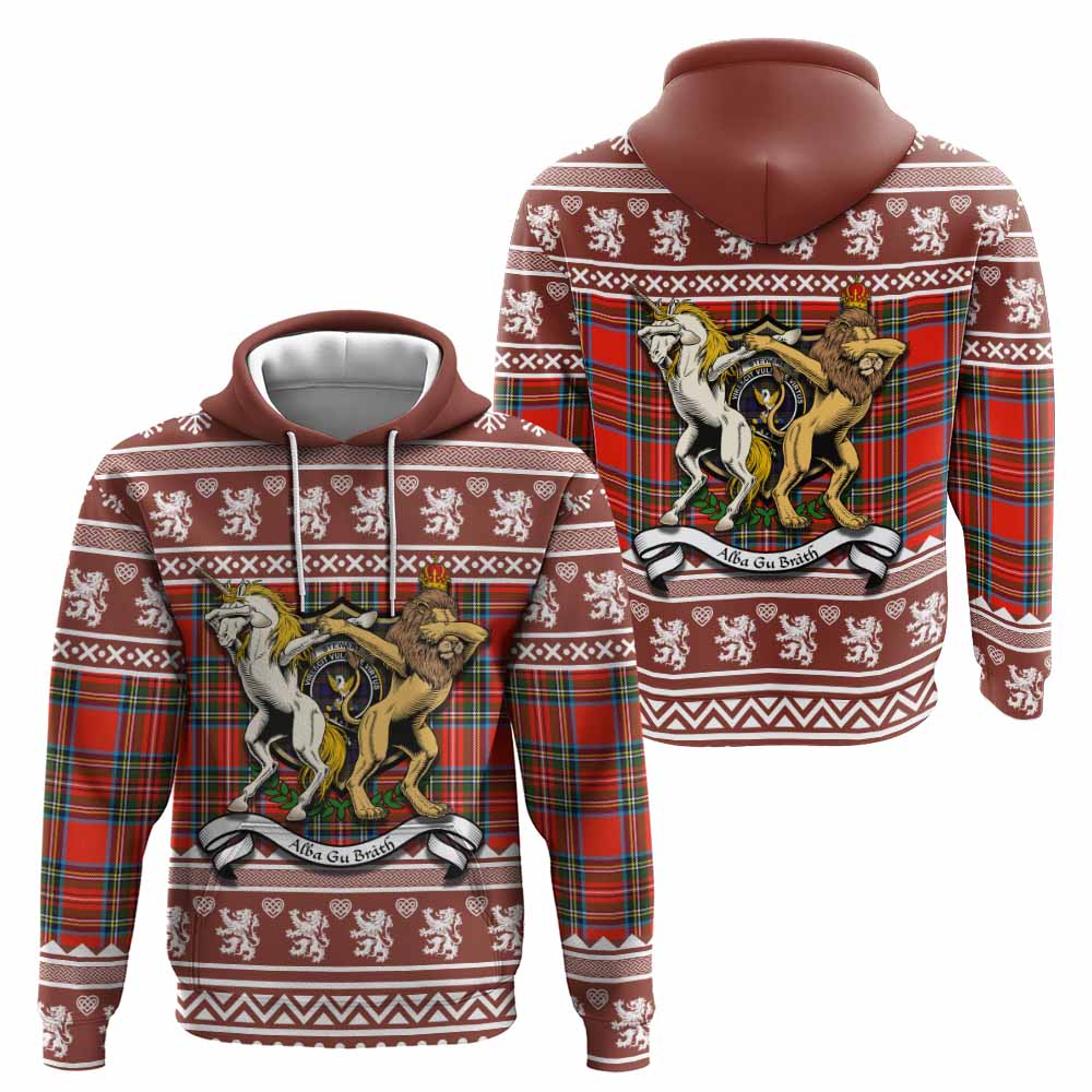 Stewart (Stuart) Clan Tartan Crest Christmas Hoodie Coat of Arms Funny Style - Tartan Vibes Clothing